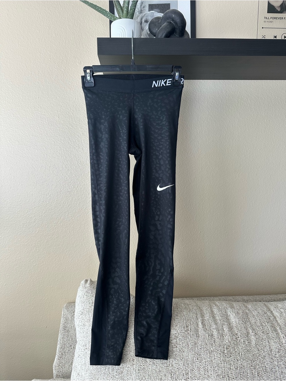 Nike Black Leggings with White Swoosh